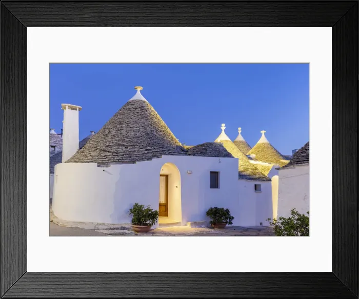 Framed Print : Traditional trullo house at dusk. Unesco World Heritage Site, Alberobello Framed Print : Traditional trullo house at dusk. Unesco World Heritage Site, Alberobello