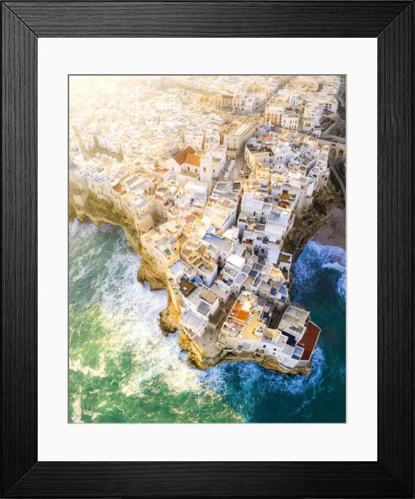 Framed Print : Aerial view of the traditional roofs of Polignano a Mare, Apulia, Italy Framed Print : Aerial view of the traditional roofs of Polignano a Mare, Apulia, Italy