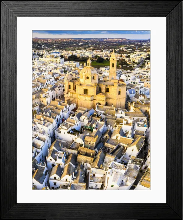 Framed Print : Aerial view of Locorotondo church at sunset. Locorotondo, Apulia, Italy Framed Print : Aerial view of Locorotondo church at sunset. Locorotondo, Apulia, Italy