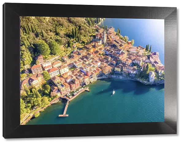 Aerial view of Varenna, Como Lake, Lombardy, Italy
