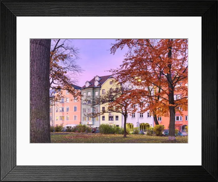 Framed Print : Colourful houses at sunrise. Innsbruck, Tyrol, Austria Framed Print : Colourful houses at sunrise. Innsbruck, Tyrol, Austria