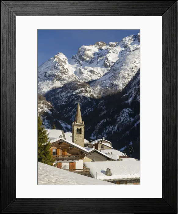 Framed Print : Plan de Veyne village in Valpelline, Bionaz, Aosta Valley, Italy