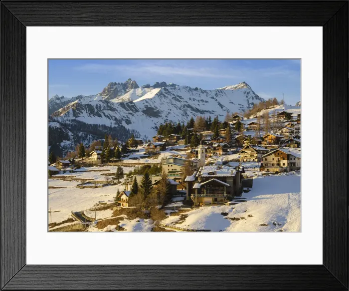 Framed Print : Last sunrays on Chamois, Aosta Valley, Italy