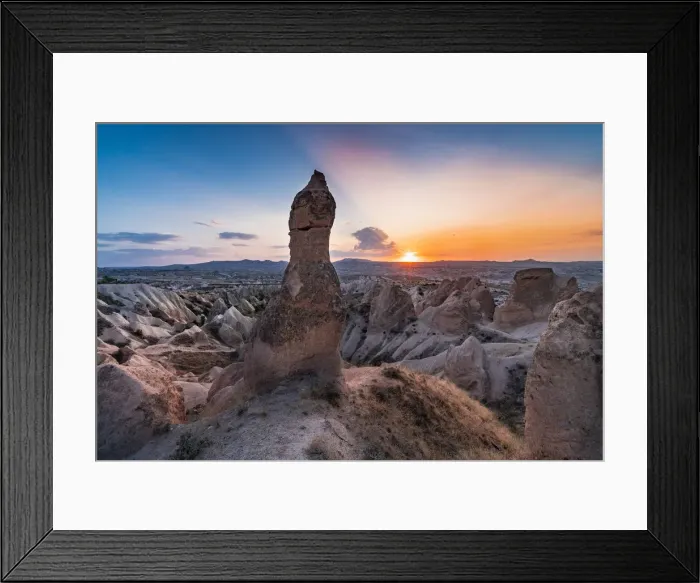 Framed Print : Sunsetscape from tuff rock formations in Red valley. Goreme, Capadocia, Kaisery district Framed Print : Sunsetscape from tuff rock formations in Red valley. Goreme, Capadocia, Kaisery district