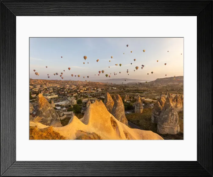 Framed Print : Hot air balloons flying in the sky of Goreme. Capadocia, Kaisery district, Anatolia Framed Print : Hot air balloons flying in the sky of Goreme. Capadocia, Kaisery district, Anatolia