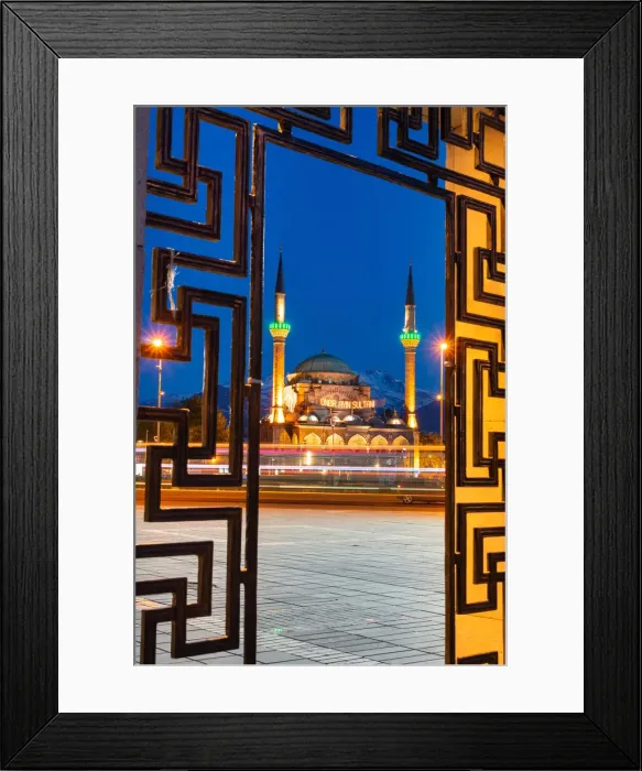 Framed Print : Burunguz mosque in the city center at twilight. Republic square, Kayseri Framed Print : Burunguz mosque in the city center at twilight. Republic square, Kayseri