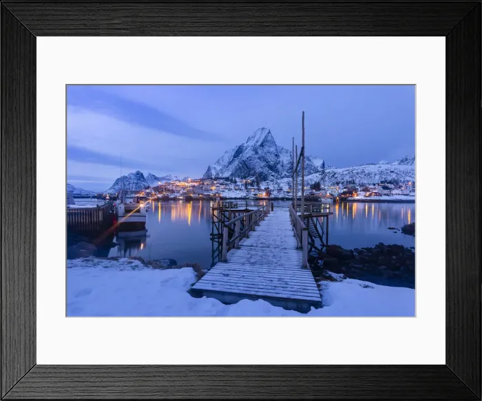 Framed Print : The lighthouse of Reine from the opposite side of the bay Framed Print : The lighthouse of Reine from the opposite side of the bay