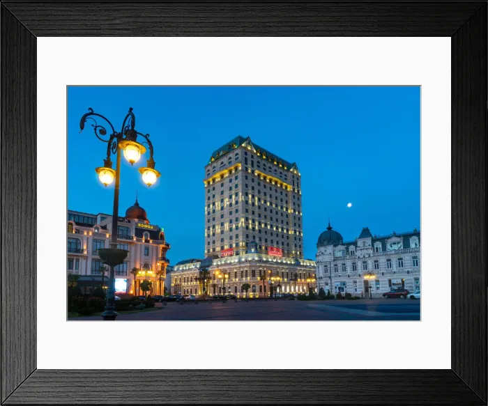 Framed Print : Europe square at twilight in the center of the city of Batumi. Adjara region, Georgia Framed Print : Europe square at twilight in the center of the city of Batumi. Adjara region, Georgia