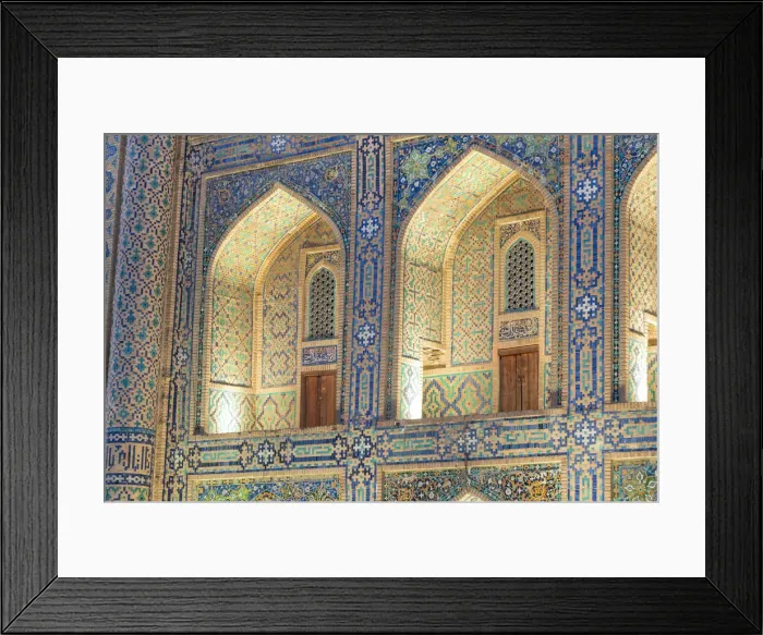 Framed Print : Close up of Tilla Kari, Tilya Kori, Madrasah by night. Registan square, Samarkand Framed Print : Close up of Tilla Kari, Tilya Kori, Madrasah by night. Registan square, Samarkand