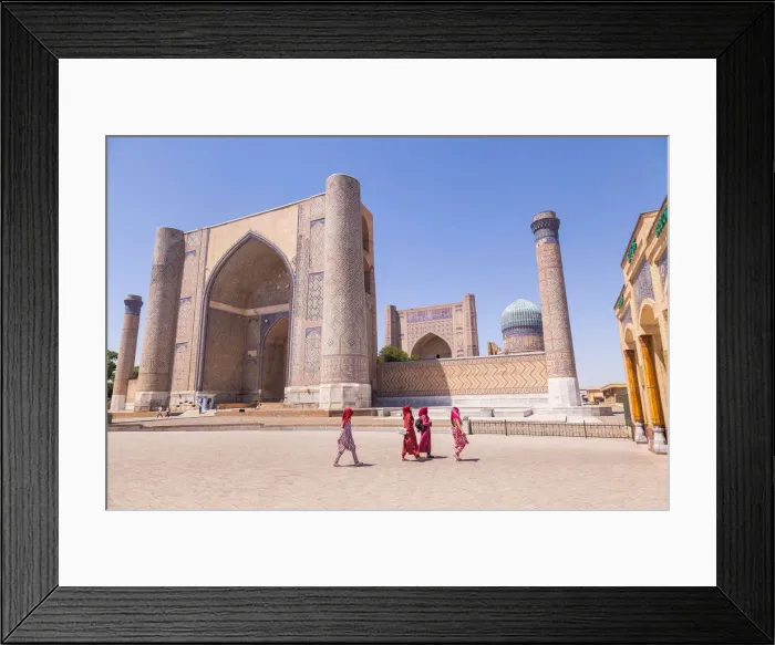 Framed Print : Uzbekistan people in front of Bibi Khanu Mosque in Sammarcanda Framed Print : Uzbekistan people in front of Bibi Khanu Mosque in Sammarcanda