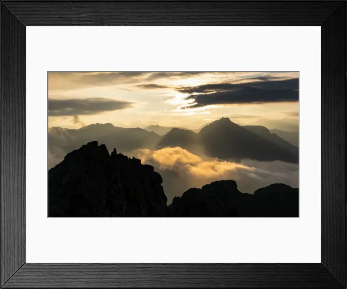 Framed Print : Mountain landscape from italian Alps during a backlight sunrise Framed Print : Mountain landscape from italian Alps during a backlight sunrise