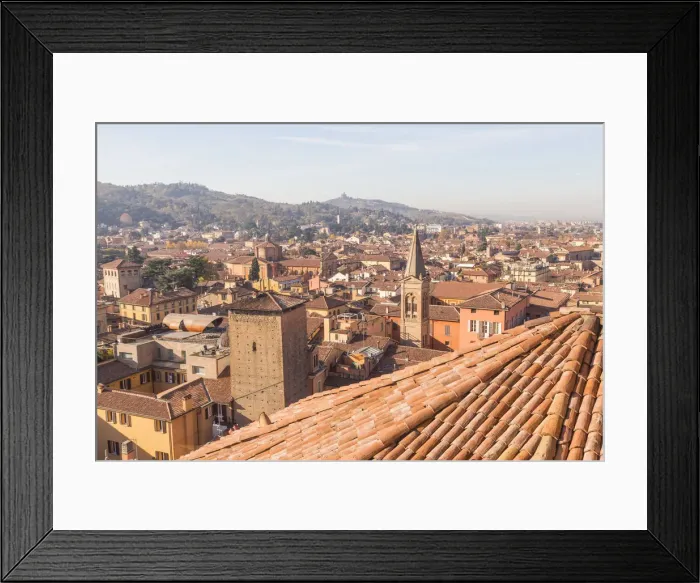 Framed Print : Bologna cityscape from San Petronio with San Luca hills in the background