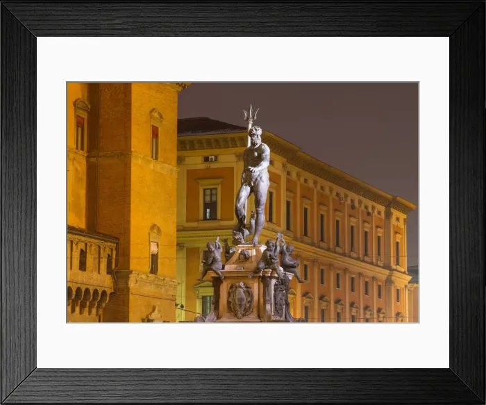 Framed Print : Neptune sculpture in the old town of Bologna at twilight Framed Print : Neptune sculpture in the old town of Bologna at twilight