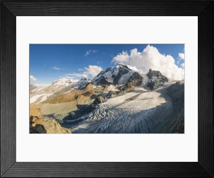 Framed Print : Breithorn and galcier in the Rosa mount group from Gandegghutte