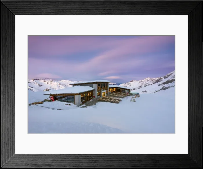 Framed Print : Capanna Presena at dusk, Trento, Val Presena, Trentino Alto Adige, Italy Framed Print : Capanna Presena at dusk, Trento, Val Presena, Trentino Alto Adige, Italy