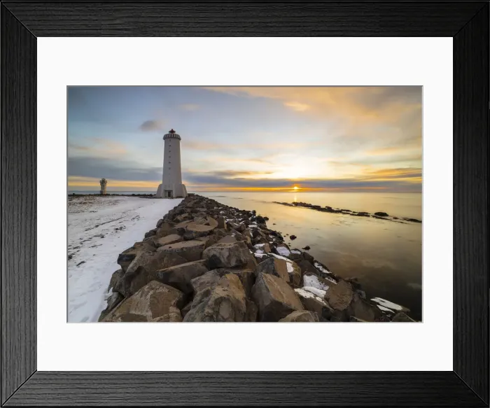Framed Print : Akranes lighthouse at sunset, Vesturland, Iceland Framed Print : Akranes lighthouse at sunset, Vesturland, Iceland