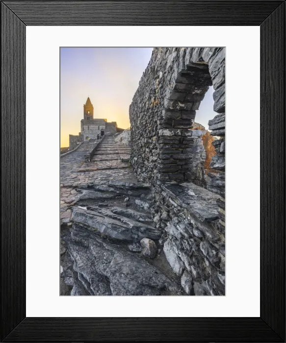 Framed Print : Sunset over Chiesa di San Pietro, Portovenere, La Spezia, Liguria, Italy, Southern Europe Framed Print : Sunset over Chiesa di San Pietro, Portovenere, La Spezia, Liguria, Italy, Southern Europe