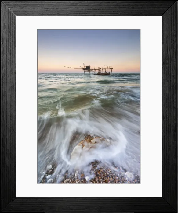 Framed Print : Trabocco Punta Aderci at sunset, Punta Aderci, Chieti, Abruzzo, Italy, Southern Europe Framed Print : Trabocco Punta Aderci at sunset, Punta Aderci, Chieti, Abruzzo, Italy, Southern Europe
