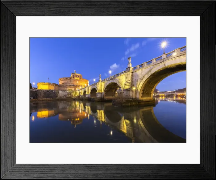Framed Print : Blue hour in Rome in front of the Sant Angelo bridge Framed Print : Blue hour in Rome in front of the Sant Angelo bridge