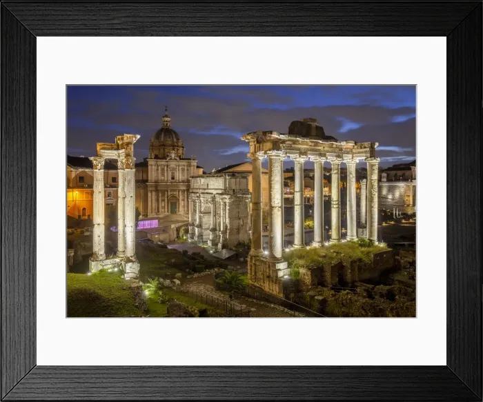 Framed Print : View of the ruins of Fori Imperiali from the Campidoglio at dawn