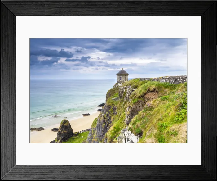 Framed Print : View of the Mussenden temple and the Downhill beach below Framed Print : View of the Mussenden temple and the Downhill beach below