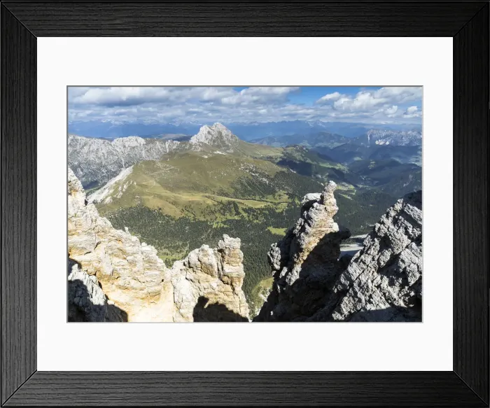 Framed Print : a view of the Peitlerkofler from the peak of the Piz Duleda in Val Gardena Framed Print : a view of the Peitlerkofler from the peak of the Piz Duleda in Val Gardena