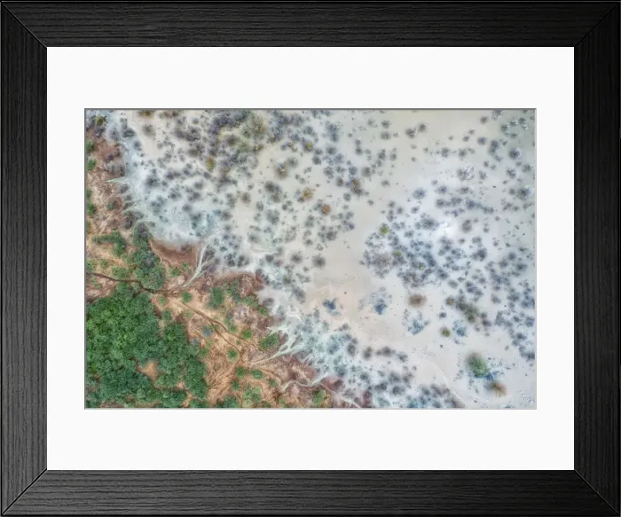 Framed Print : Aerial view of floded banks of lake Bogoria, where lesser and greater flamingos gather Framed Print : Aerial view of floded banks of lake Bogoria, where lesser and greater flamingos gather