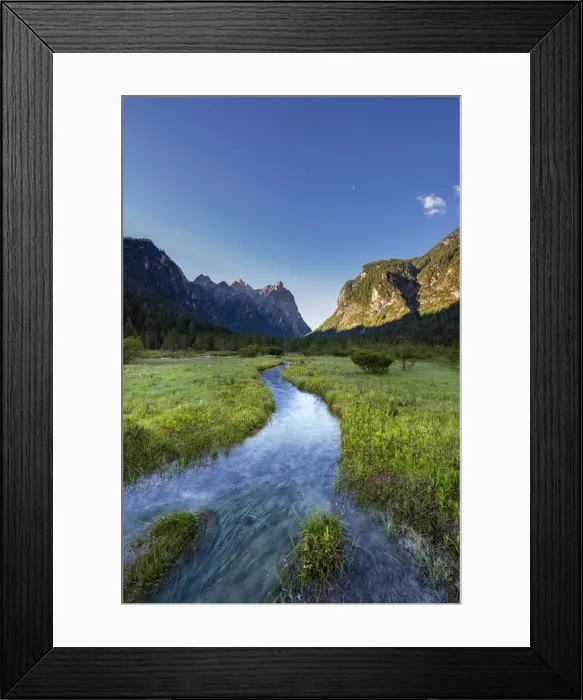 Framed Print : Dobbiaco / Toblach, Dolomites, South Tyrol, Italy. The Rienz brook in the Landro valley Framed Print : Dobbiaco / Toblach, Dolomites, South Tyrol, Italy. The Rienz brook in the Landro valley