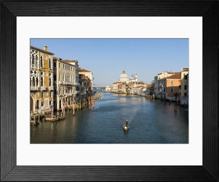 Framed Print : Rower in Grand Canal during Coronavirus, Venice, Veneto, Italy, Europe