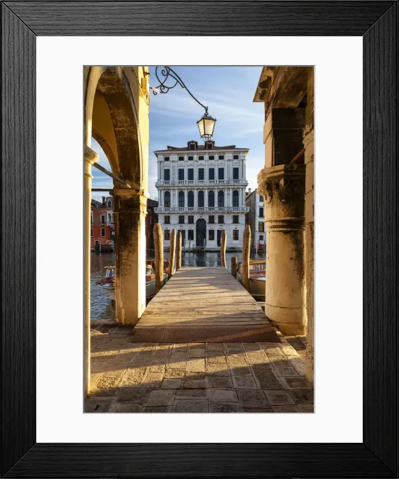 Framed Print : Pier on Grand Canal, Venice, Veneto, Italy, Europe Framed Print : Pier on Grand Canal, Venice, Veneto, Italy, Europe