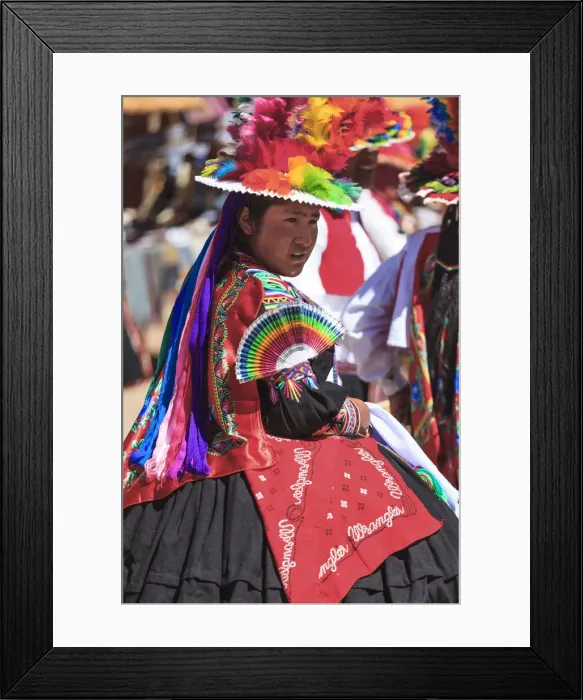 Framed Print : People wearing traditional costumes on Isla Taquile on the Peruvian side of Lake Titicaca Framed Print : People wearing traditional costumes on Isla Taquile on the Peruvian side of Lake Titicaca