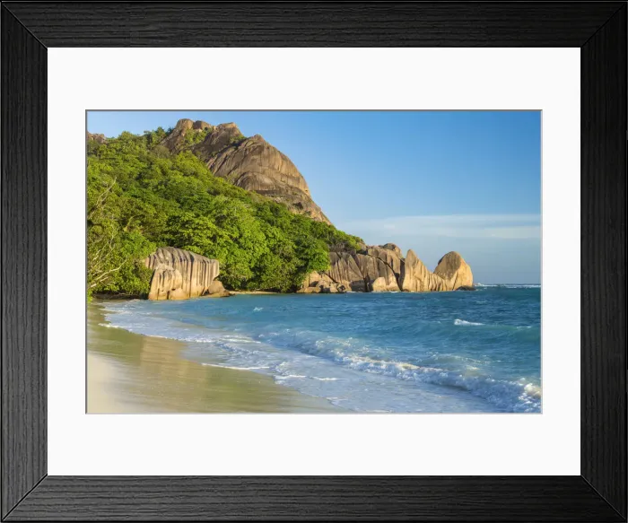 Framed Print : Wild beach, North Coast of La Digue Island, Seychelles Framed Print : Wild beach, North Coast of La Digue Island, Seychelles
