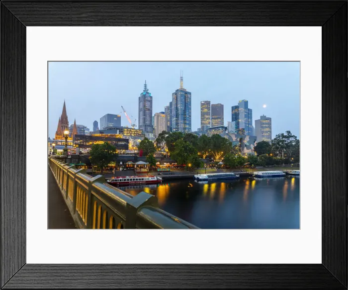 Framed Print : Cityscape at dusk, Melbourne, Victoria, Australia Framed Print : Cityscape at dusk, Melbourne, Victoria, Australia