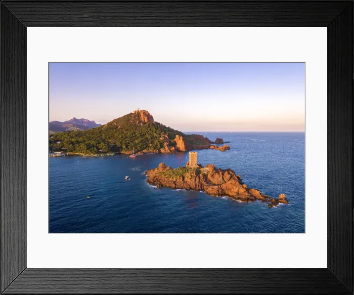 Framed Print : Le Dramont Beach and Isle d Or Island, Saint Raphael, Var Framed Print : Le Dramont Beach and Isle d Or Island, Saint Raphael, Var