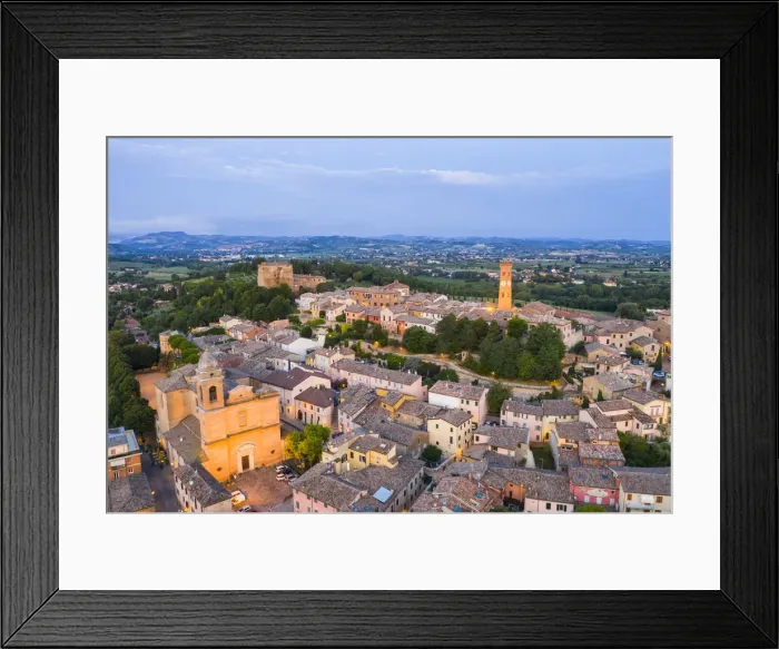 Framed Print : Santarcangelo di Romagna, Rimini, Emilia Romagna, Italy. Aerial View Framed Print : Santarcangelo di Romagna, Rimini, Emilia Romagna, Italy. Aerial View