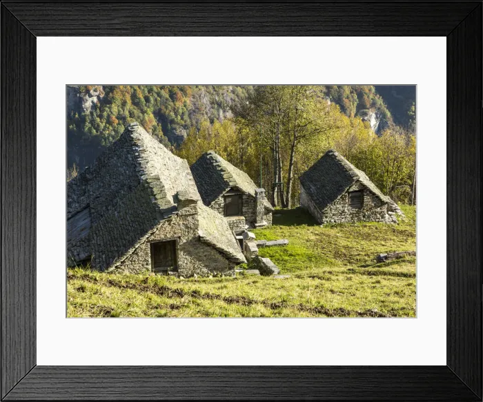 Framed Print : Stone houses in the traditional walser village of Salecchio, Val Formazza Framed Print : Stone houses in the traditional walser village of Salecchio, Val Formazza