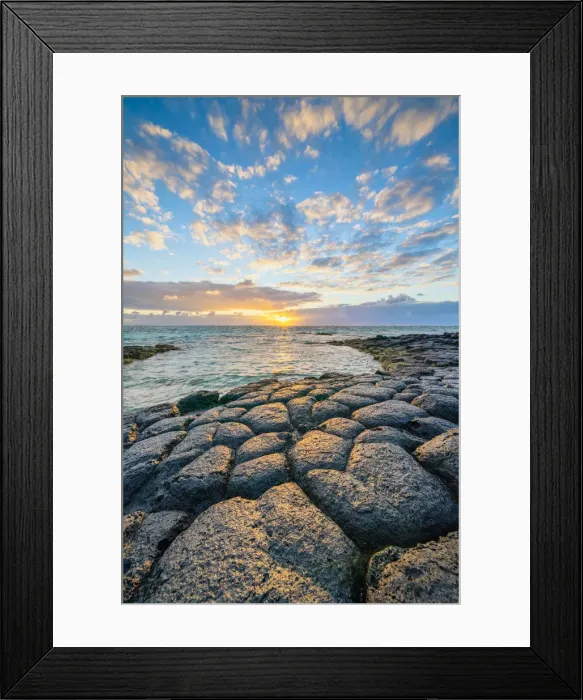 Framed Print : Light of sunrise reflected in the Indian Ocean, Trou d Eau Douce, Flacq district Framed Print : Light of sunrise reflected in the Indian Ocean, Trou d Eau Douce, Flacq district