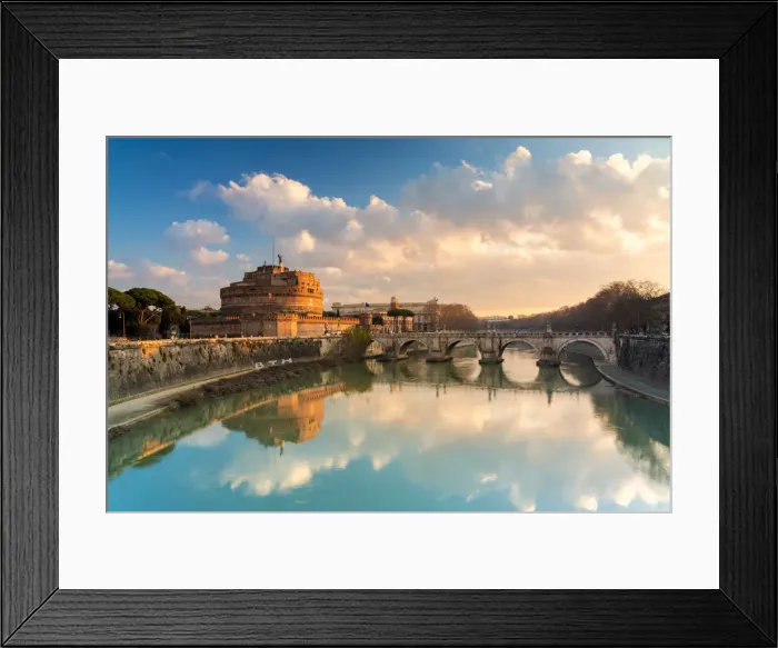 Framed Print : Panoramic of Castel Sant Angelo and river Tiber at sunrise, Rome, Lazio, Italy Framed Print : Panoramic of Castel Sant Angelo and river Tiber at sunrise, Rome, Lazio, Italy