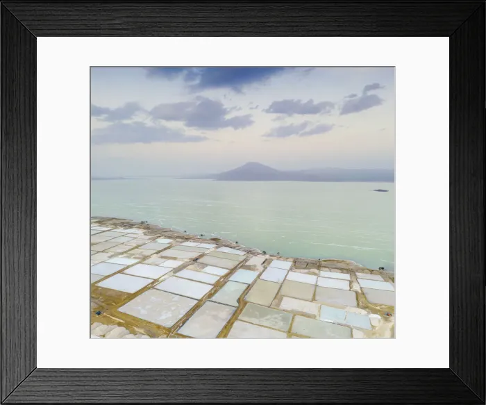 Framed Print : Aerial panoramic of Lake Afrera (or Lake Afdera) and salt flats, Danakil Depression Framed Print : Aerial panoramic of Lake Afrera (or Lake Afdera) and salt flats, Danakil Depression