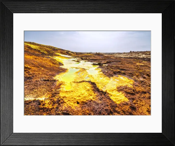 Framed Print : Surreal colorful landscape of Dallol volcanic area, Danakil Depression, Afar Region Framed Print : Surreal colorful landscape of Dallol volcanic area, Danakil Depression, Afar Region