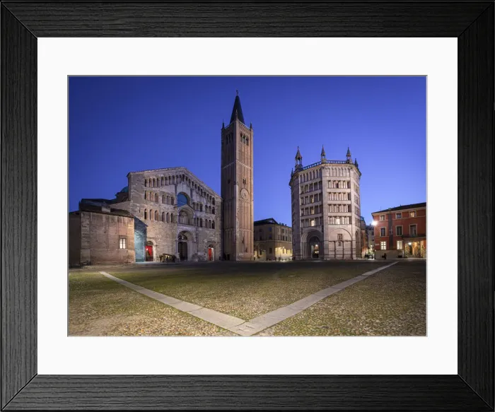 Framed Print : Cathedral and Baptistery in Piazza del Duomo, Parma, Emilia Romagna, Italy Framed Print : Cathedral and Baptistery in Piazza del Duomo, Parma, Emilia Romagna, Italy
