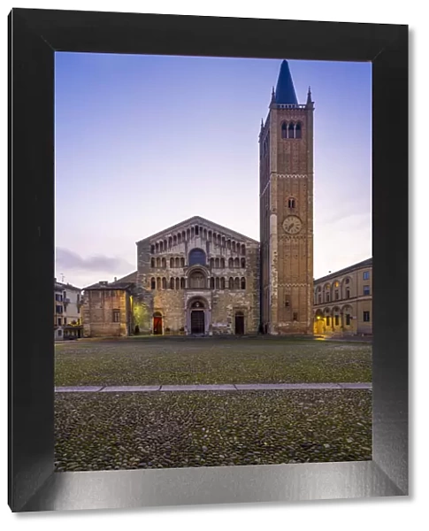 Piazza Duomo with Cathedral and bell tower. Parma, Emilia Romagna, Italy