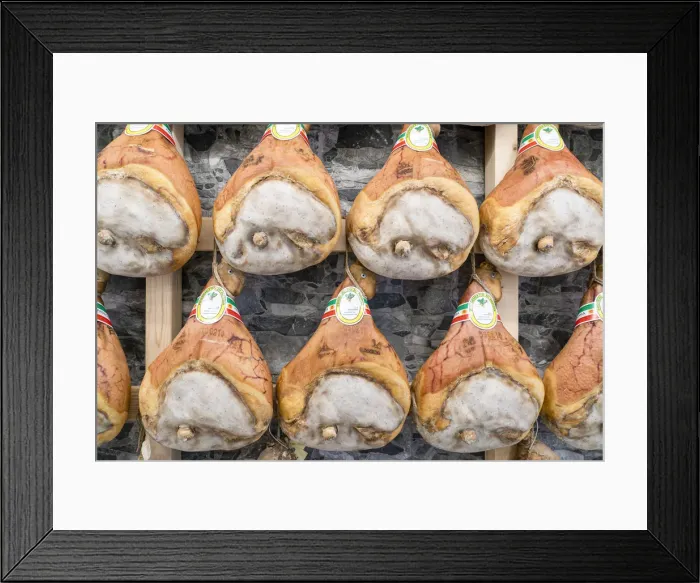 Framed Print : Italy traditional ham (prosciutto) Parma hanging in maturation room Framed Print : Italy traditional ham (prosciutto) Parma hanging in maturation room