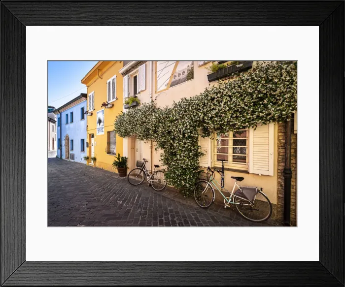 Framed Print : San Giuliano a Mare famous for his Fellini inspired graffiti, Rimini, Emilia Romagna Framed Print : San Giuliano a Mare famous for his Fellini inspired graffiti, Rimini, Emilia Romagna