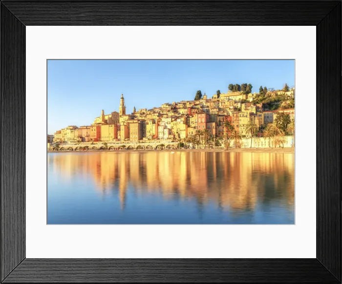 Framed Print : Menton at sunrise Europe, France, Provence, , Menton Framed Print : Menton at sunrise Europe, France, Provence, , Menton