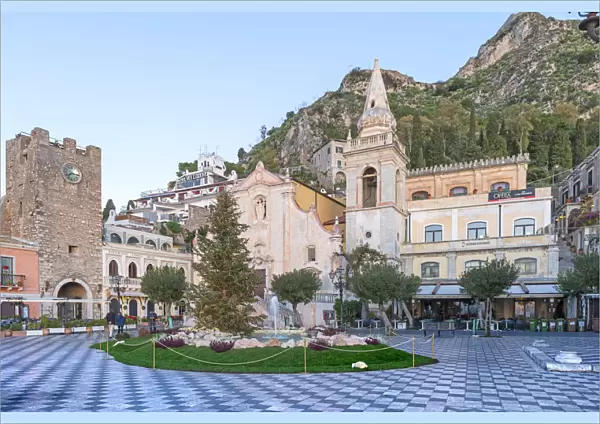 Taormina square. Europe, Italy, Sicily, Messina province, Taormina