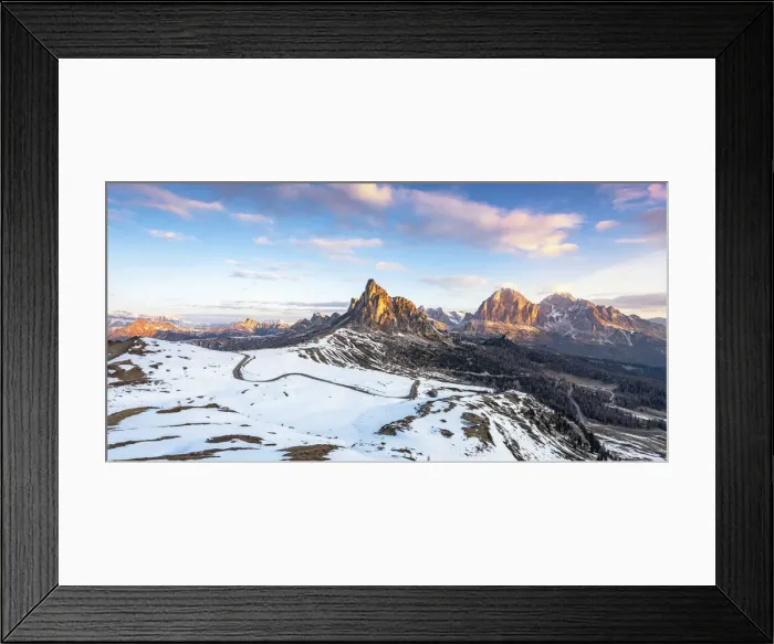 Framed Print : Giau pass at sunrise in winter season. Europe, Italy, Veneto, Belluno province Framed Print : Giau pass at sunrise in winter season. Europe, Italy, Veneto, Belluno province