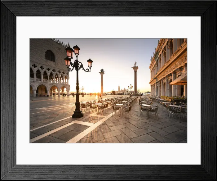 Framed Print : Sunrise in San Marco Square, with San Giorgio Church on the background Framed Print : Sunrise in San Marco Square, with San Giorgio Church on the background