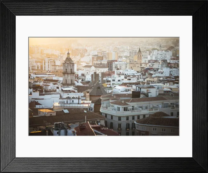 Framed Print : Elevated view of Malaga old town, Andalusia, Spain Framed Print : Elevated view of Malaga old town, Andalusia, Spain