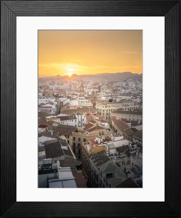 Framed Print : Elevated view of Malaga old town, Andalusia, Spain Framed Print : Elevated view of Malaga old town, Andalusia, Spain
